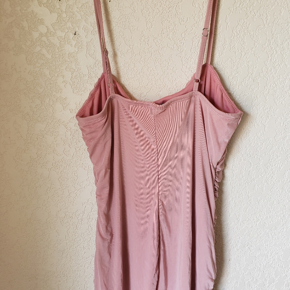 NWOT Blashe Pink Blush Ruched Tie Hem Dress Size L - Picture 6 of 9